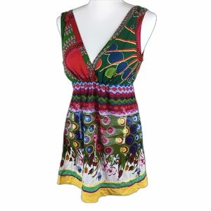 Desigual Art To Wear floral dragonfly boho top XL